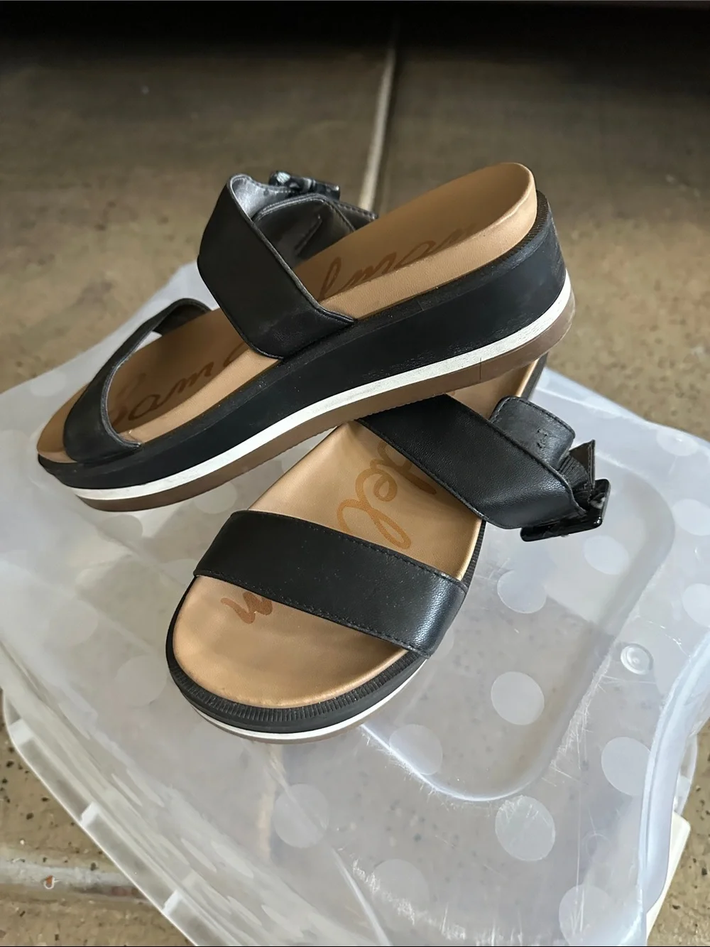 Sam Edelman Black Platform Double-Strap Slides